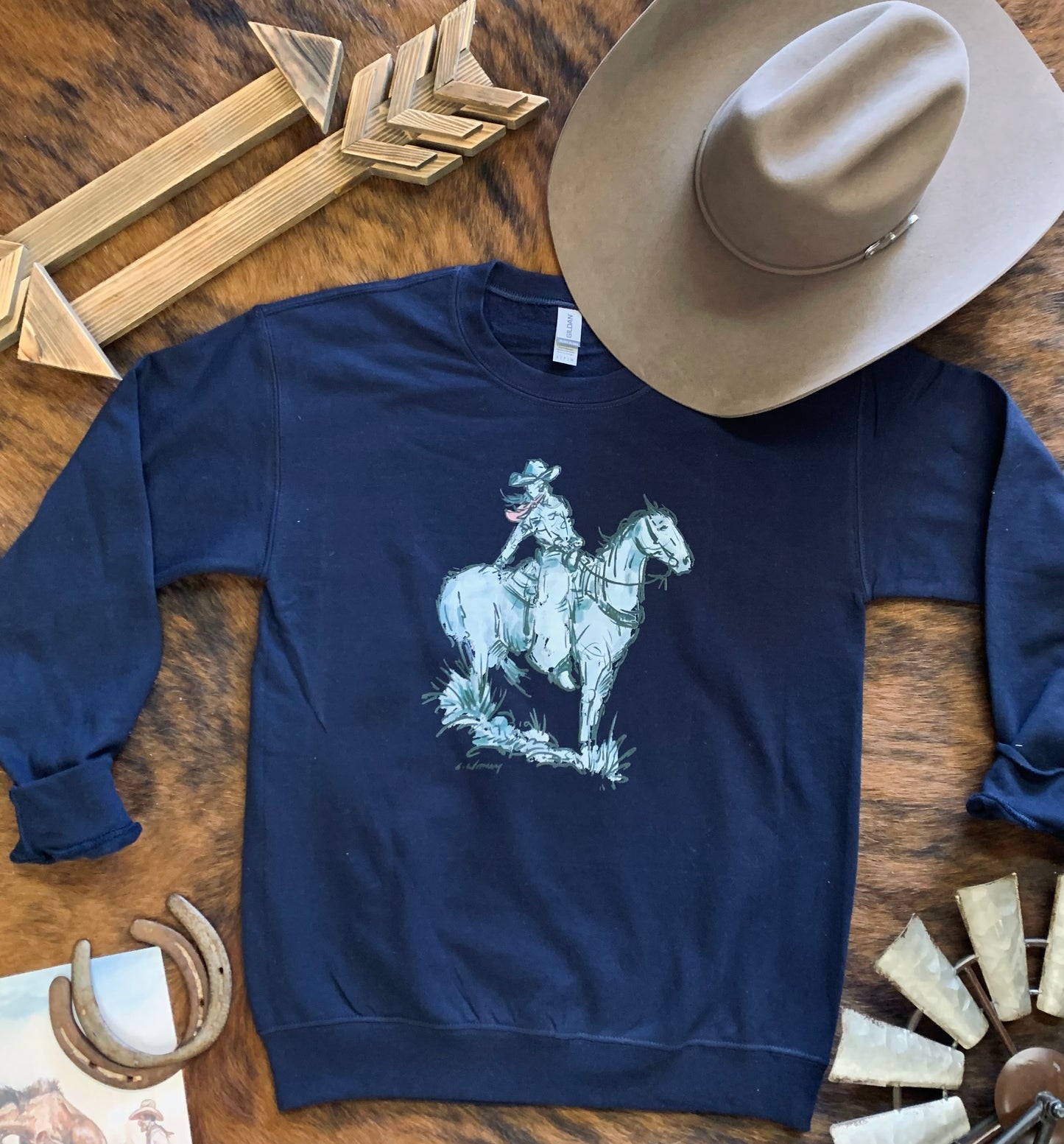 Cowgirl Blues Crewneck Sweatshirt - Navy