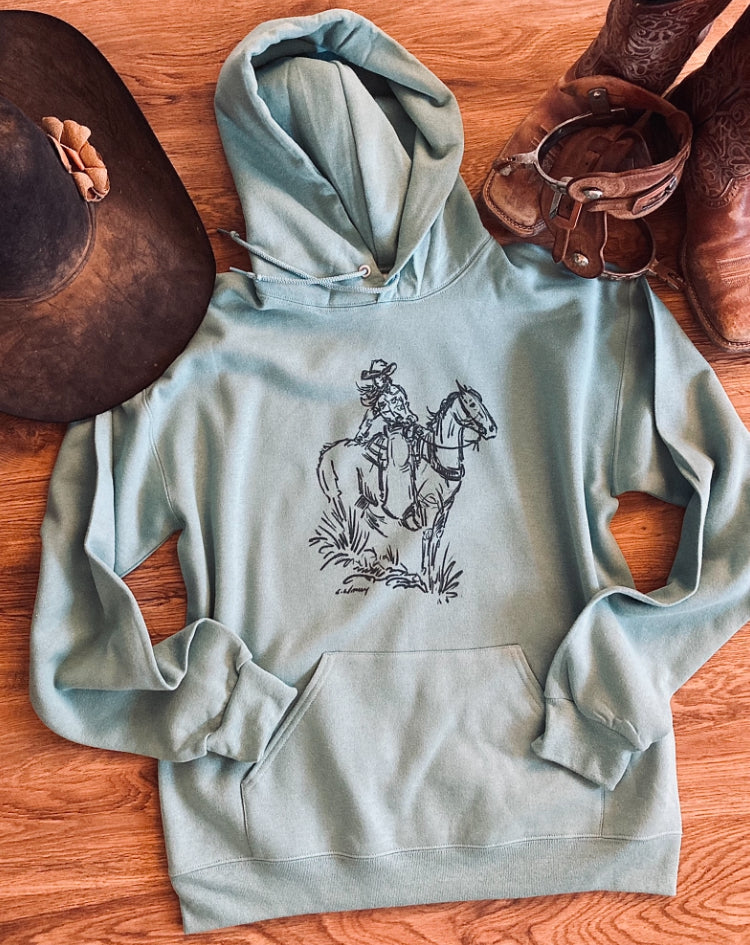 Cowgirl Hooded Sweatshirt - Sage