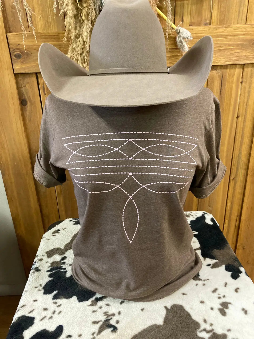 Classic Bootstitch Tee - Brown & Pink