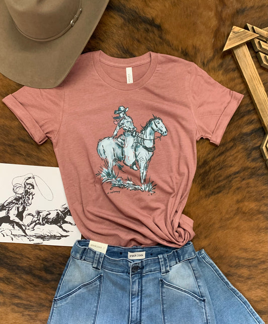 “Cowgirl Blues” Pink Tee