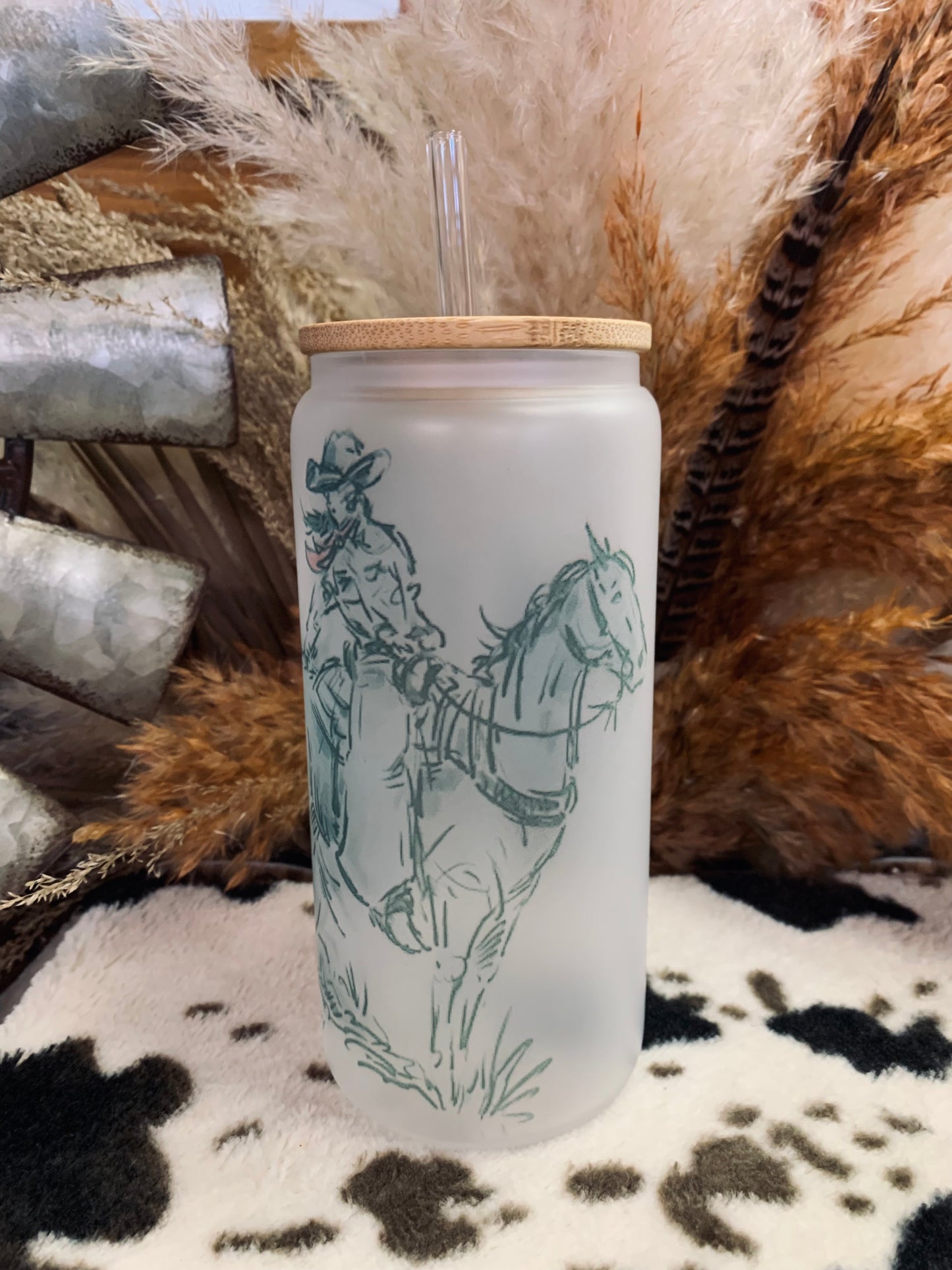 “Cowgirl” Frosted Glass Tumbler