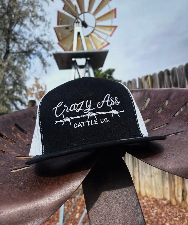 Black & White Crazy Ass Cattle Co Hat