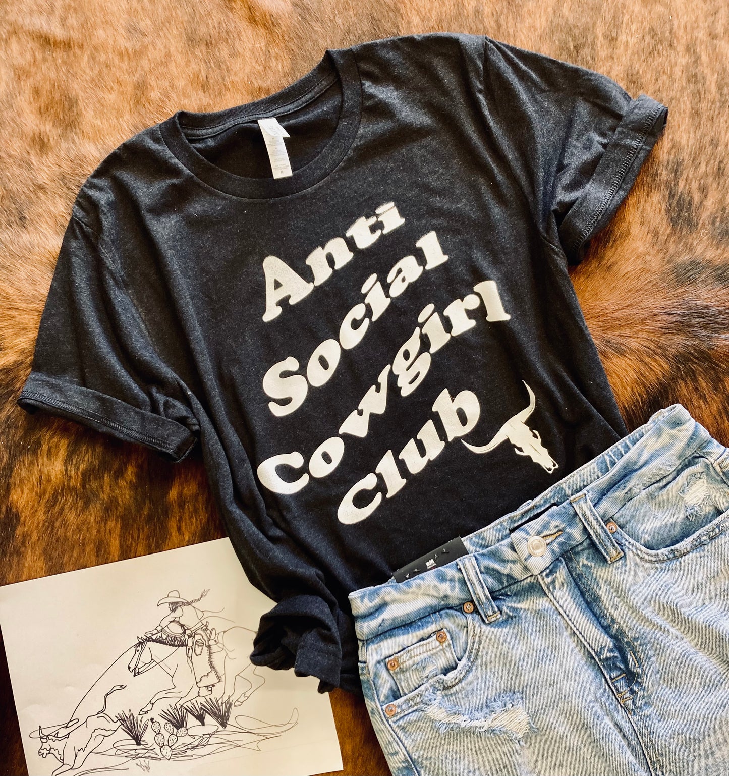 Anti Social Cowgirl Club Western Tee
