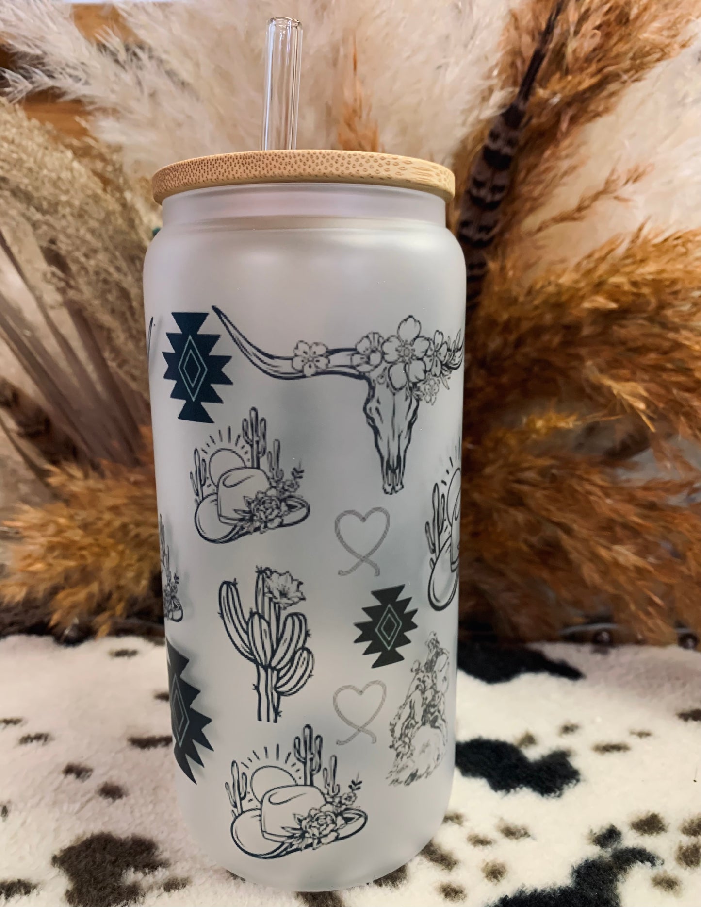 “Cowgirl Cluster” Frosted Glass Tumbler