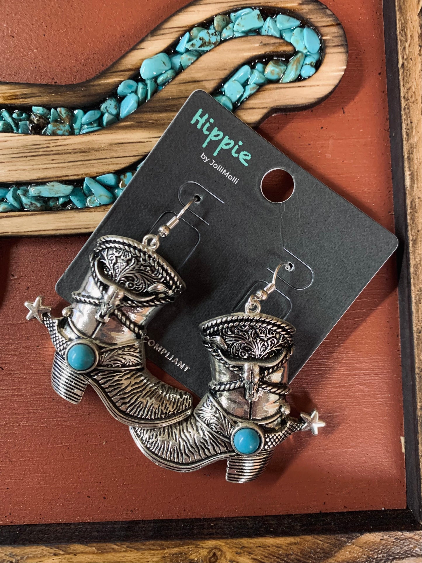 “Turquoise Maverick” Boot Earrings